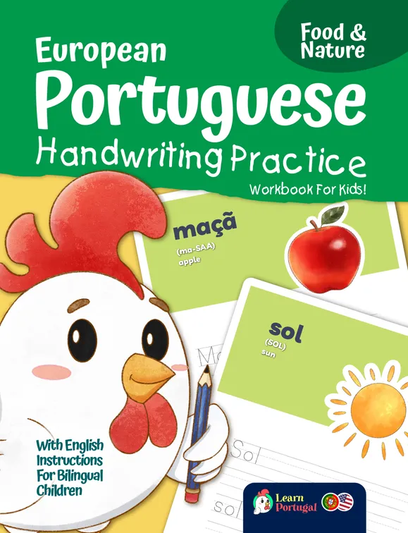 European Portuguese Handwriting Practice - Food & Nature (Book Cover)