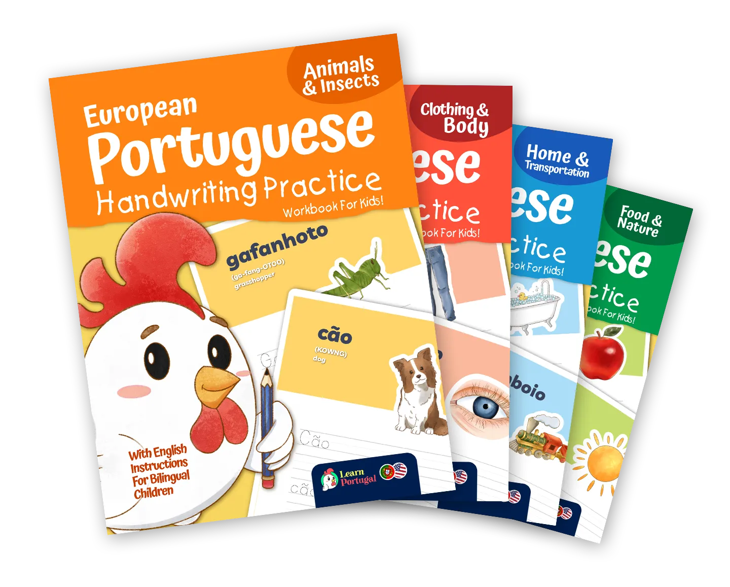 Europe Portuguese Handwriting Practice for Kids aged 4-7: The Complete Workbook Series for Bilingual Families