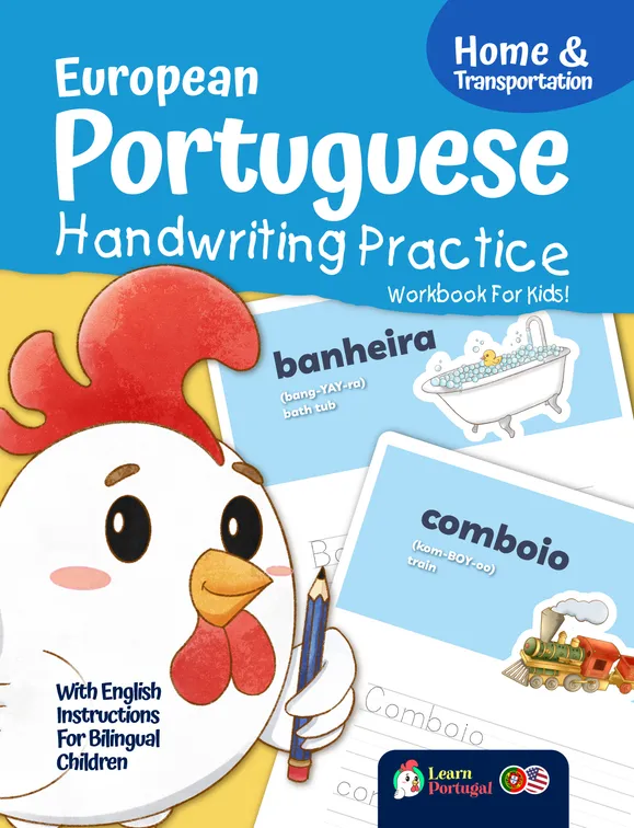 European Portuguese Handwriting Practice - Home & Transportation (Book Cover)