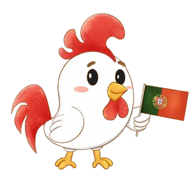 Learn Portugal Rooster holding Portuguese Flag