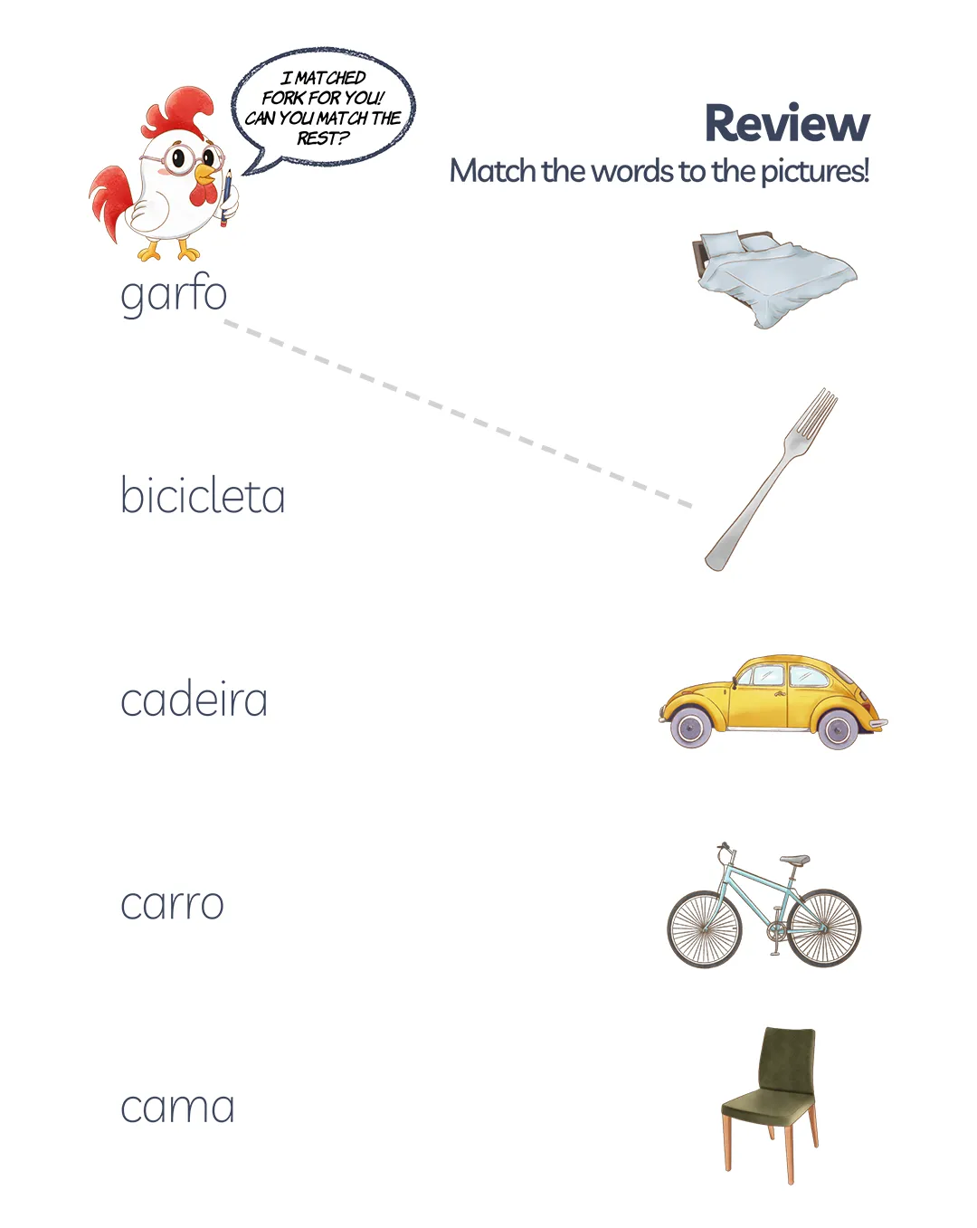 Word-to-image matching exercises for European Portuguese vocabulary